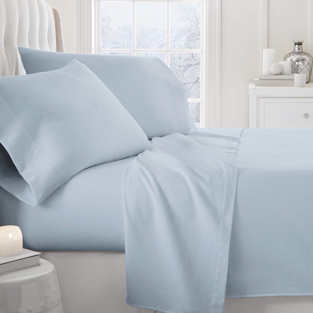 Linen Market Flannel Bed Sheets for Twin Size Bed (Light Navy) - Sleep Better